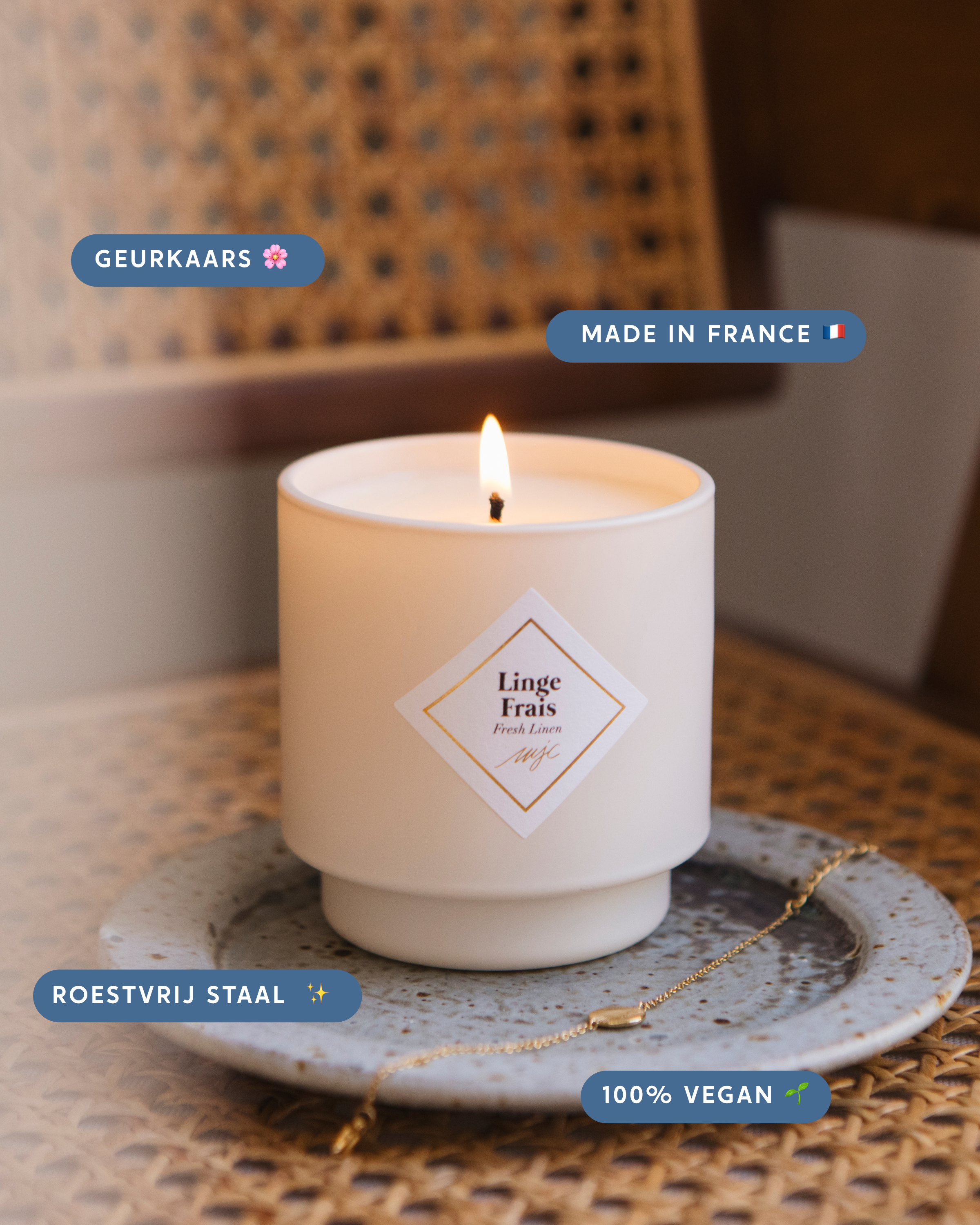 Geurkaars met sieraad Linge Frais