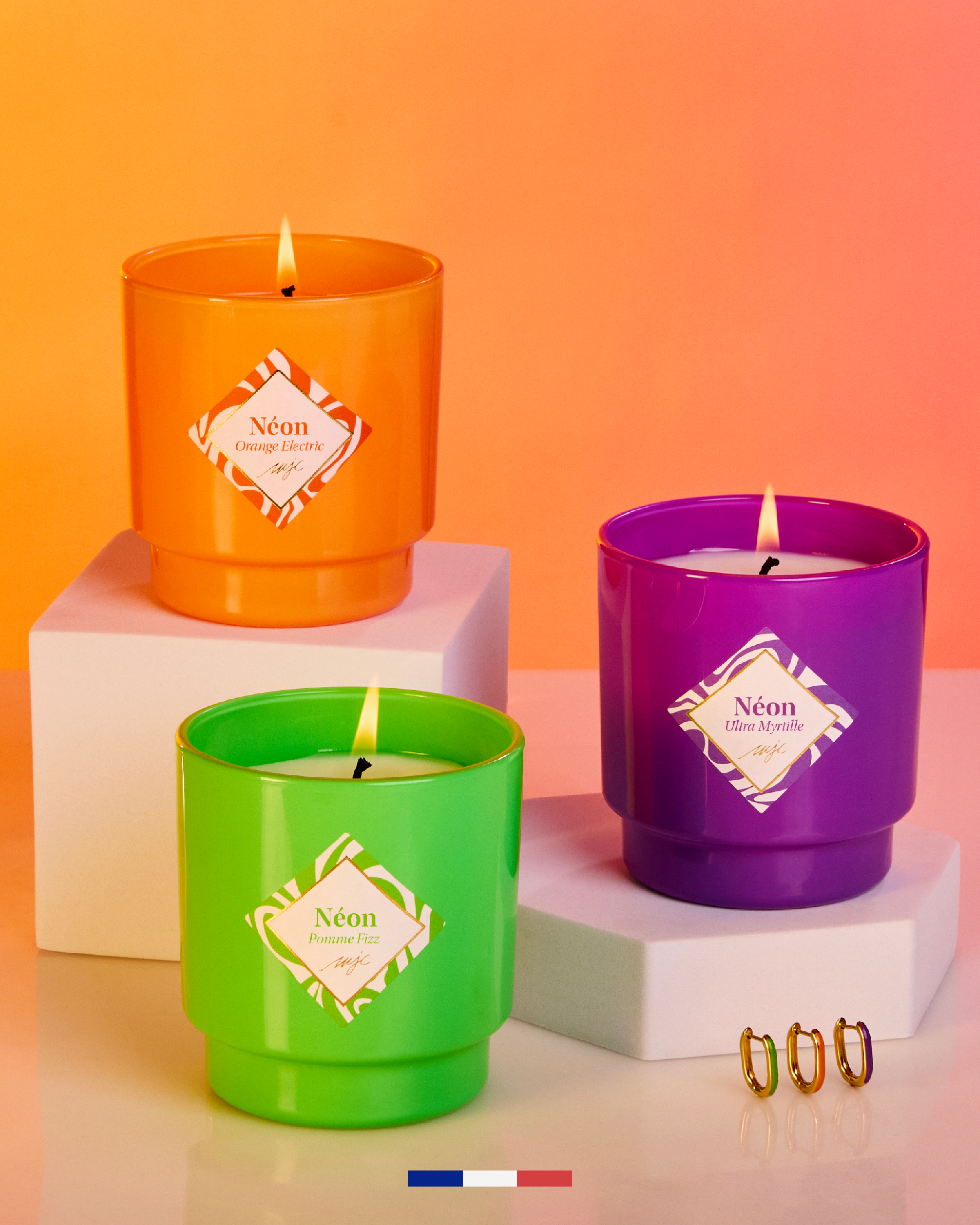Geurkaars met sieraad Neon