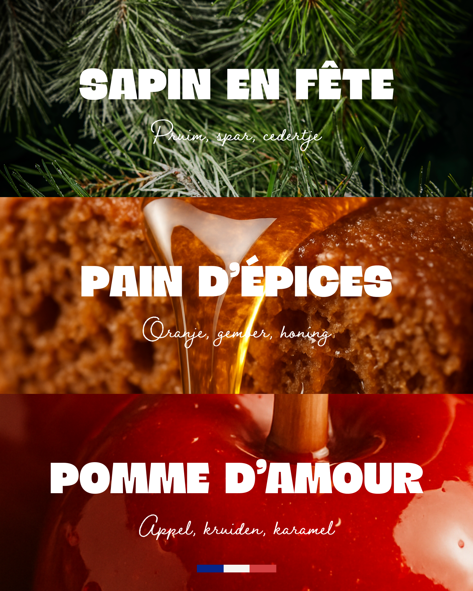 Geschenkset van drie kerstkaarsen