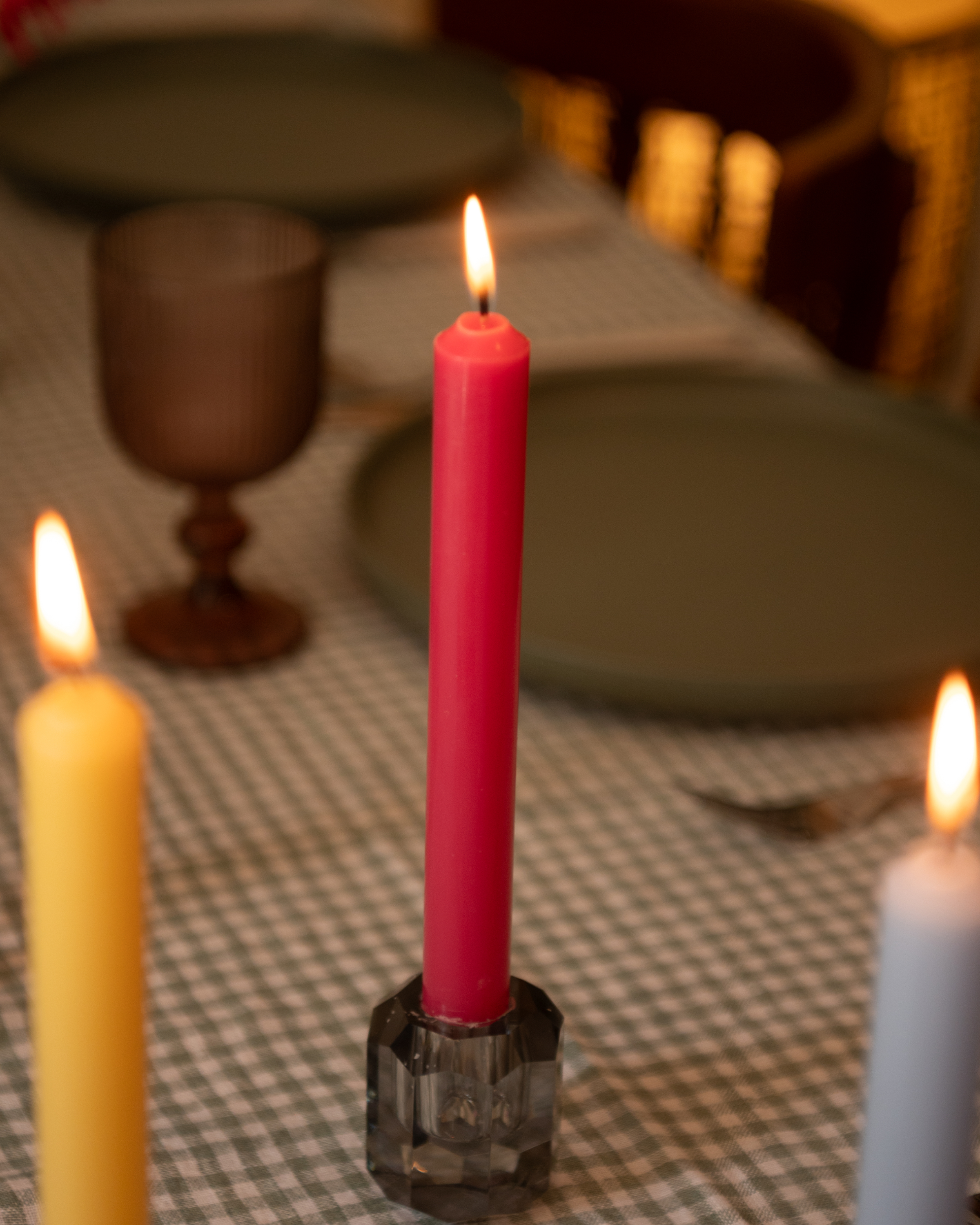 Egaal gekleurde stompkaars Donkerroze