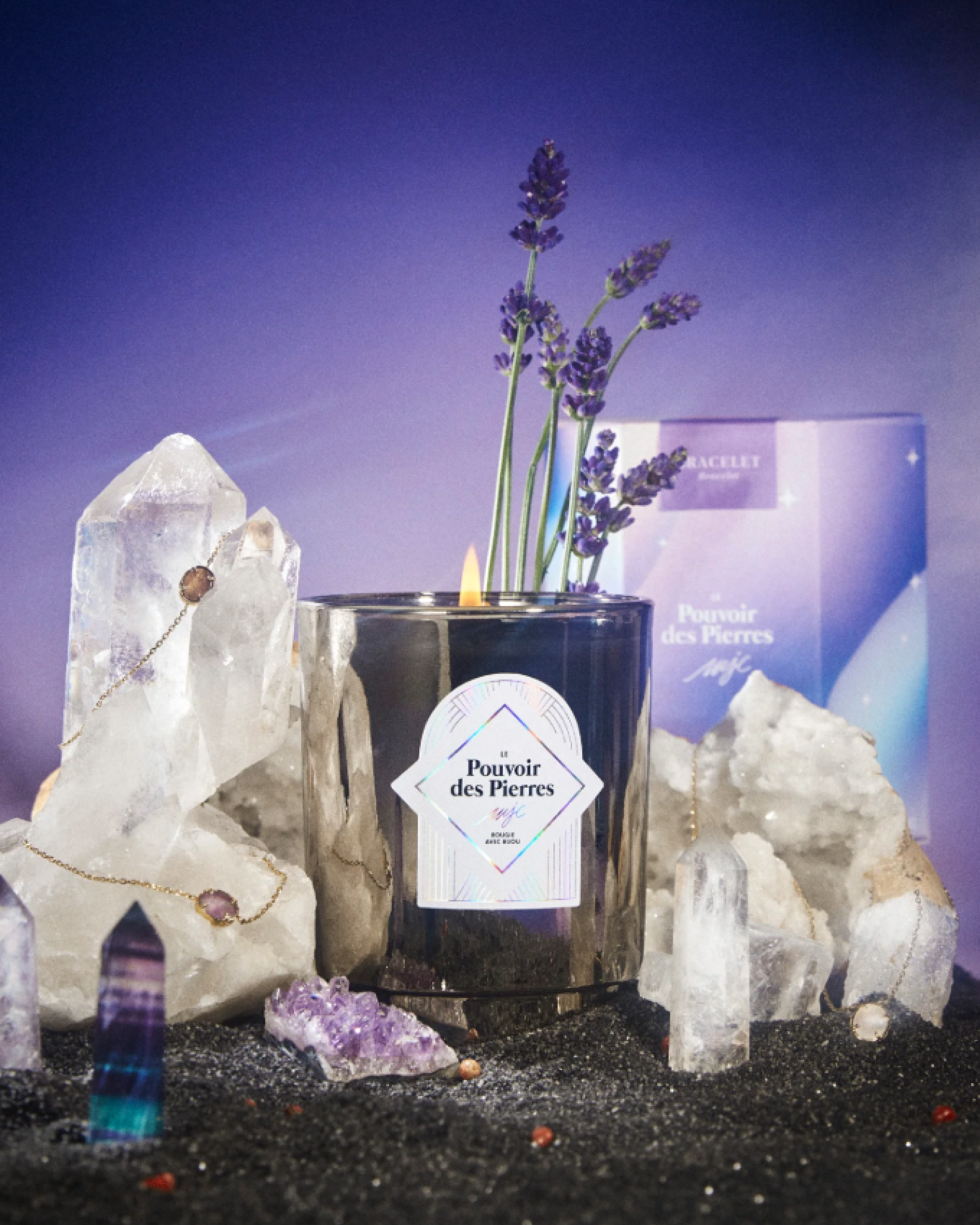 Geurkaars met sieraad Le Pouvoir des Pierres