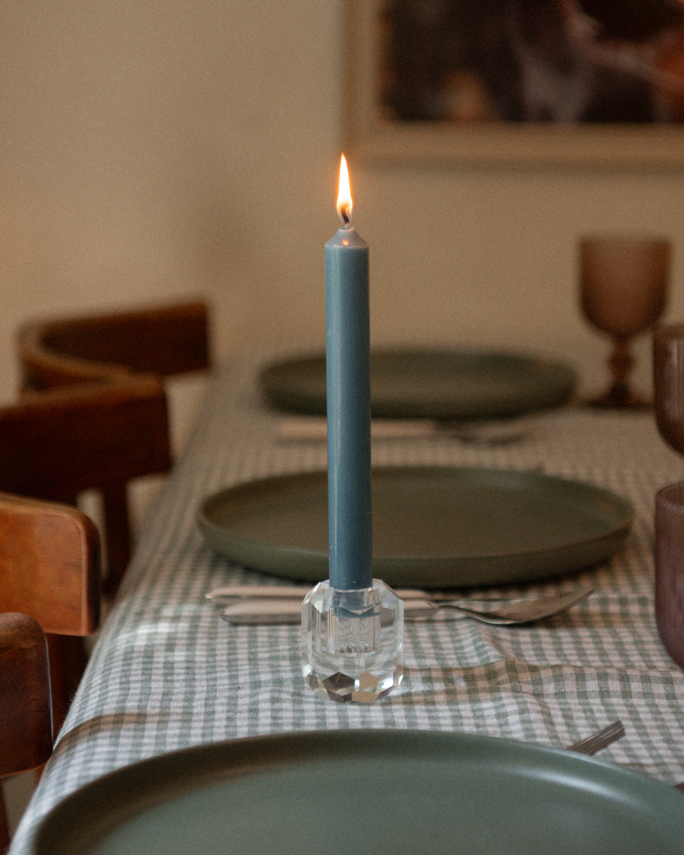 Egaal gekleurde stompkaars Lagoonblauw
