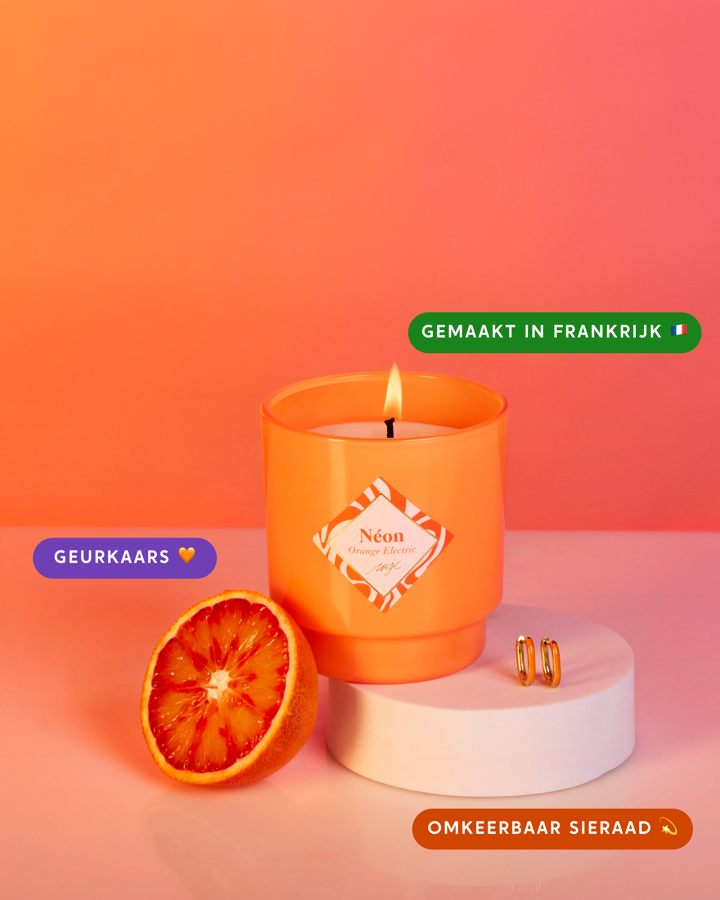 Geurkaars met sieraad Neon