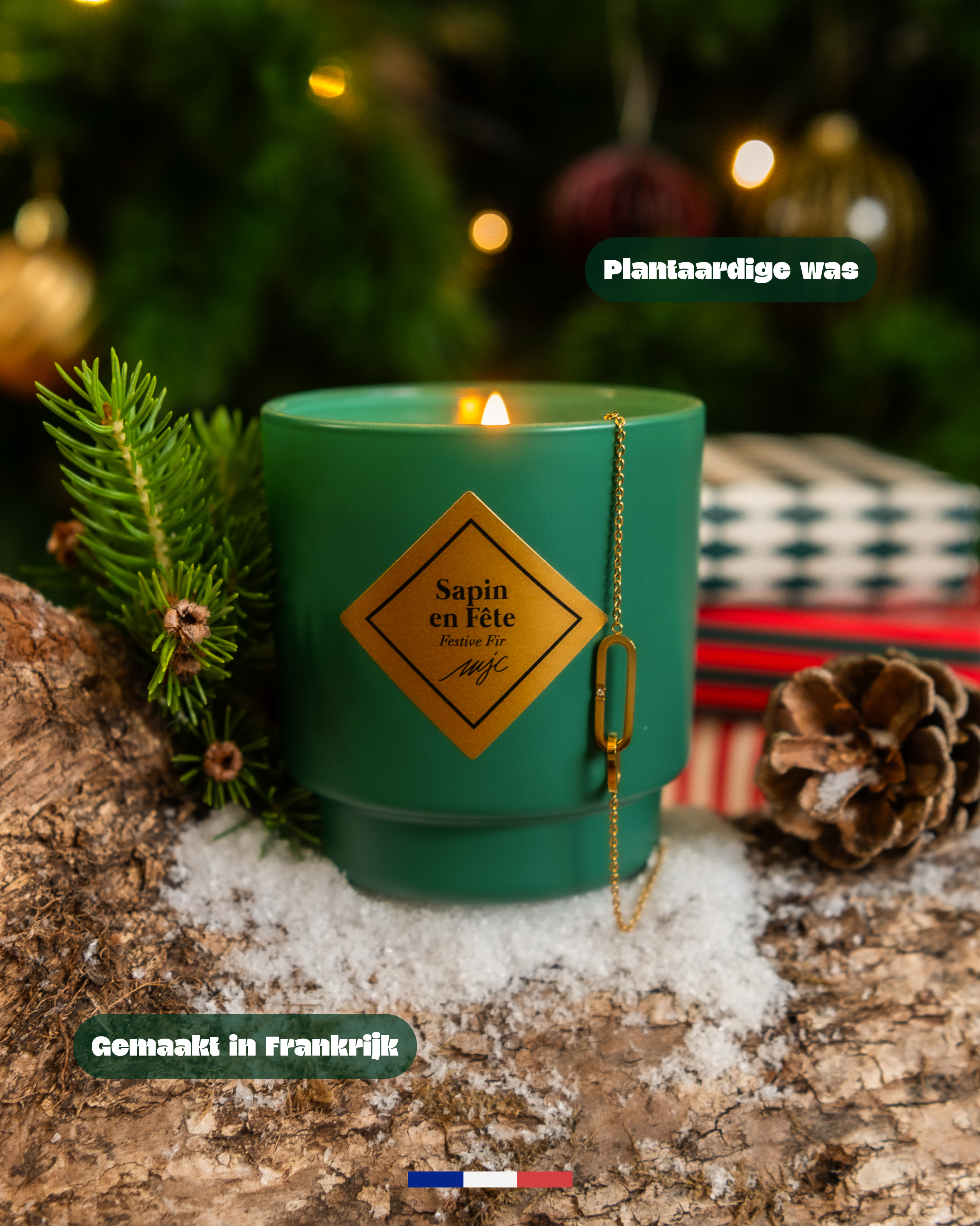 Geurkaars met sieraad armband Sapin en Fête