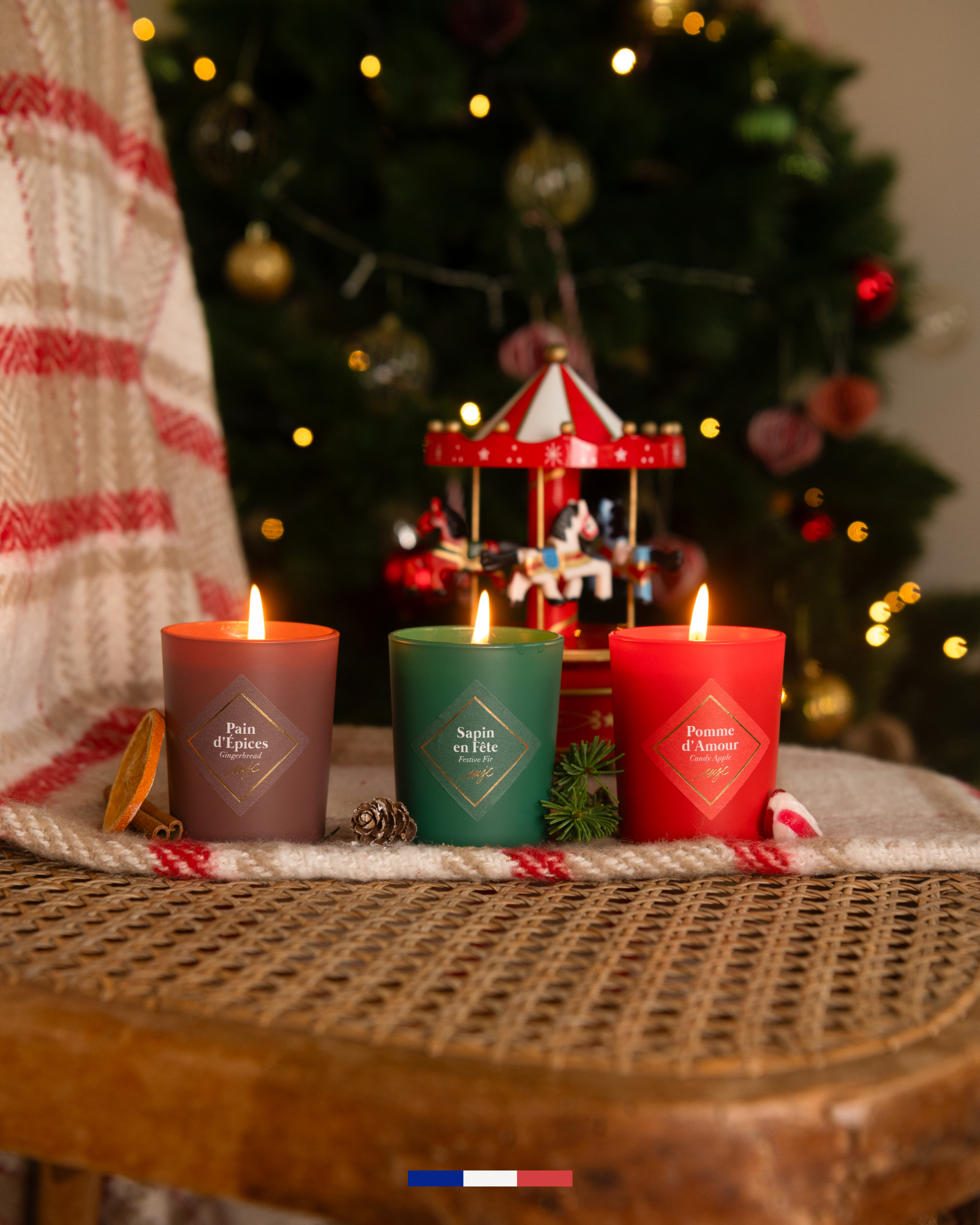 Geschenkset van drie kerstkaarsen