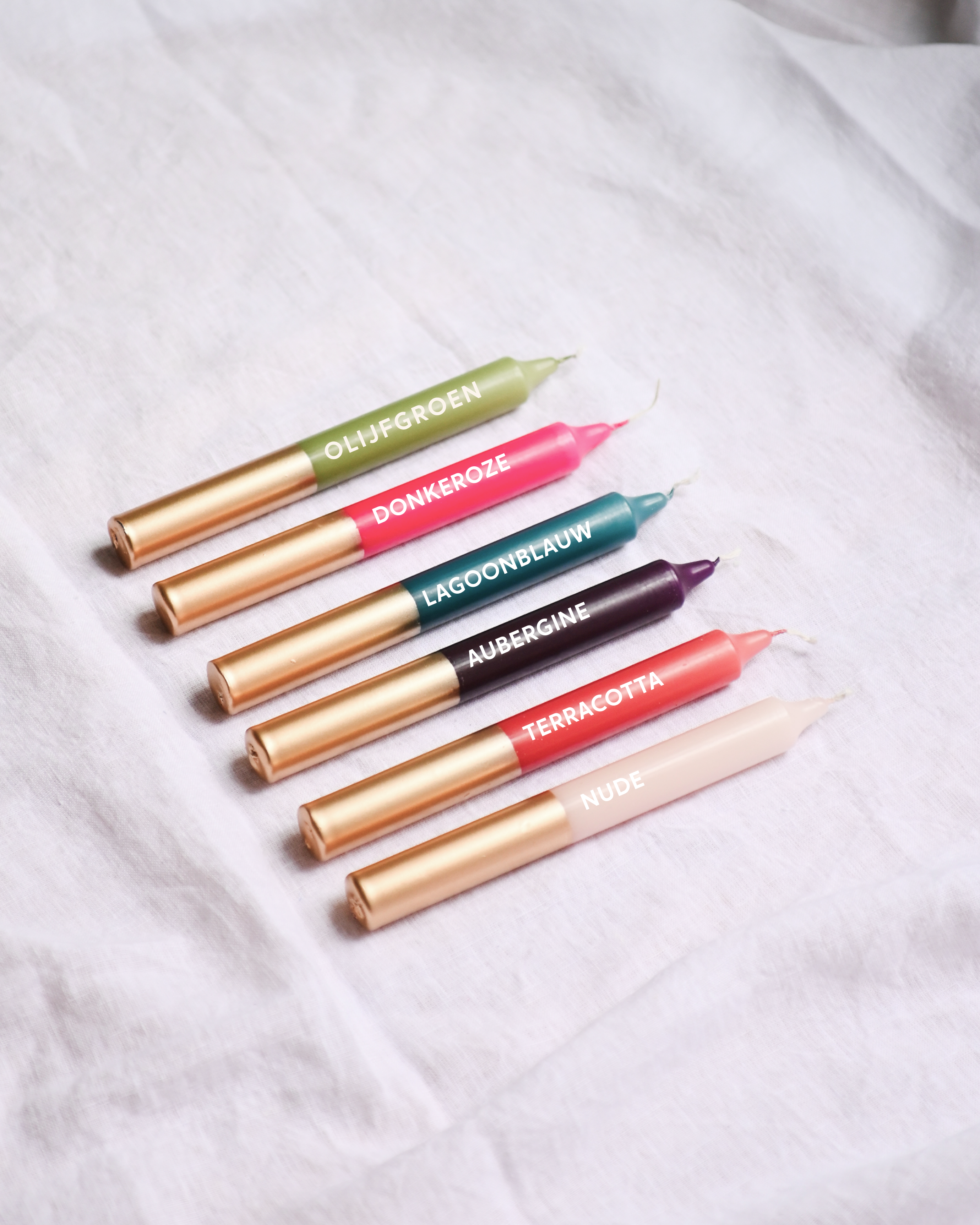 Tweekleurige stompkaars Groen & Goud